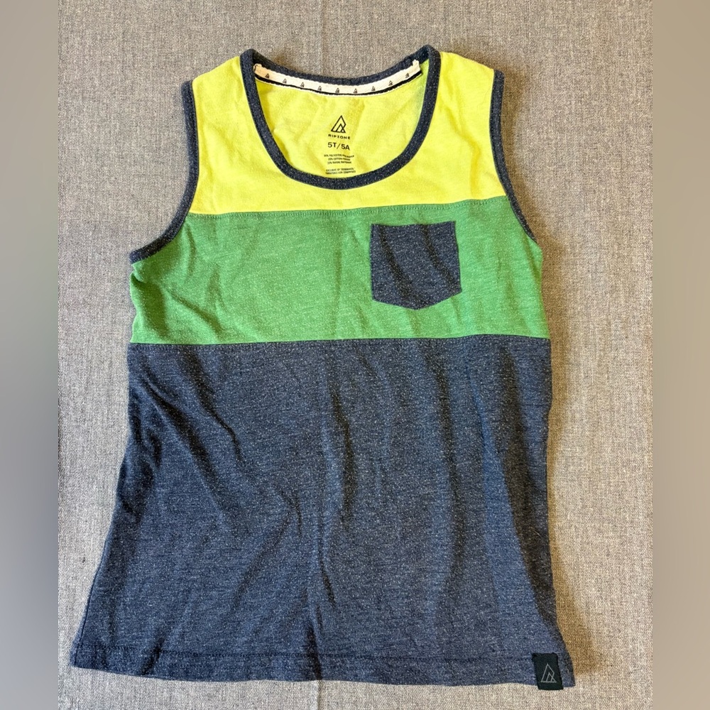 Ripzone Kids Colorblock Tank Top - Yellow, Green, Charcoal